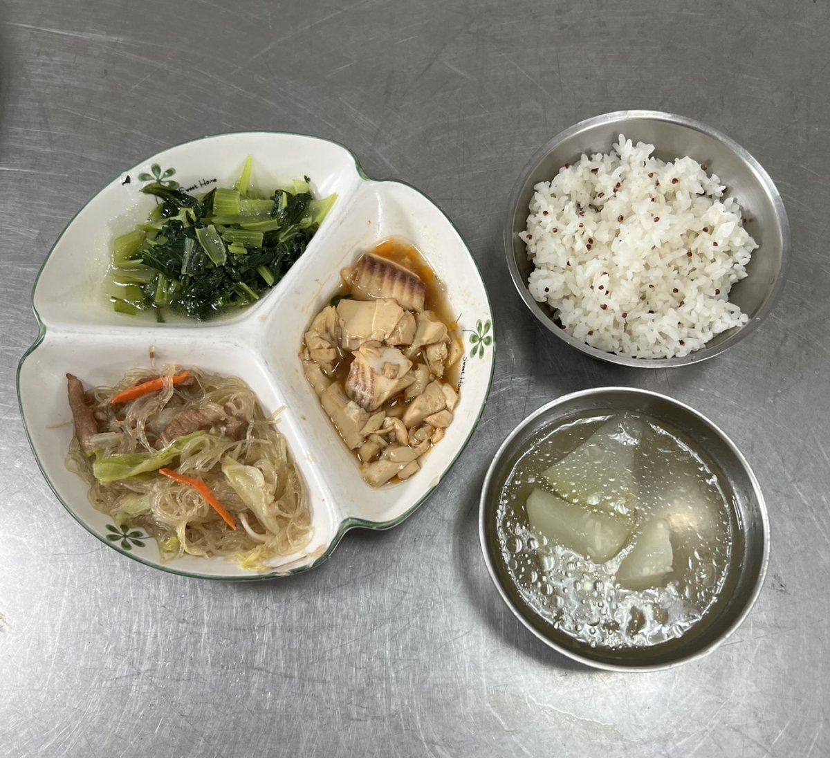 藜麥飯.糖醋魚.螞蟻上樹.時令青菜.蒲瓜湯